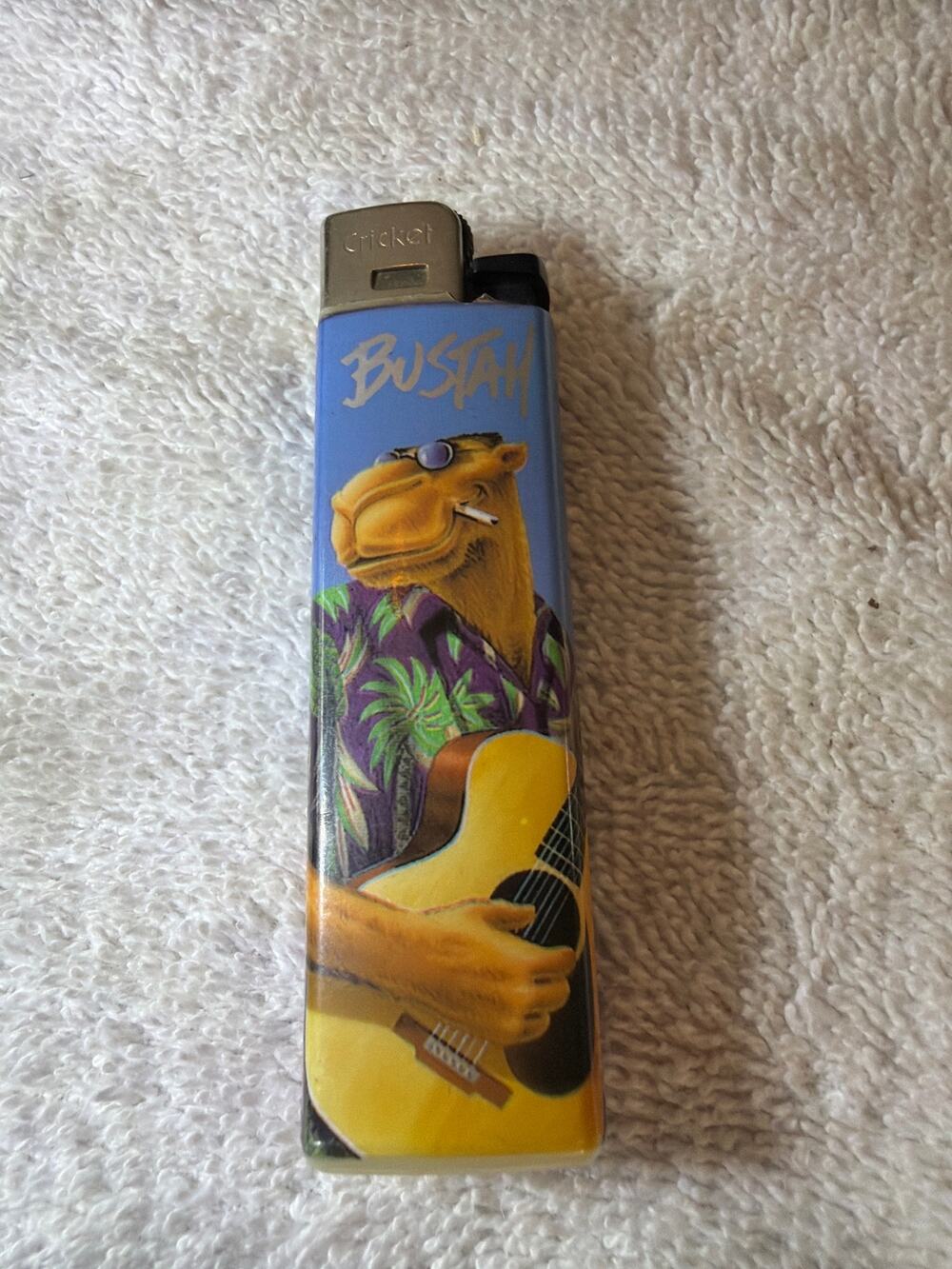Vintage 1990s Club Camel BUSTAH Joe Cricket Lighter Guitar Tobacco Advertising